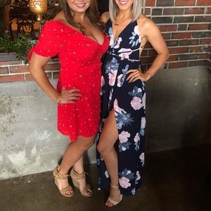 Backless Floral Print Maxi Dress